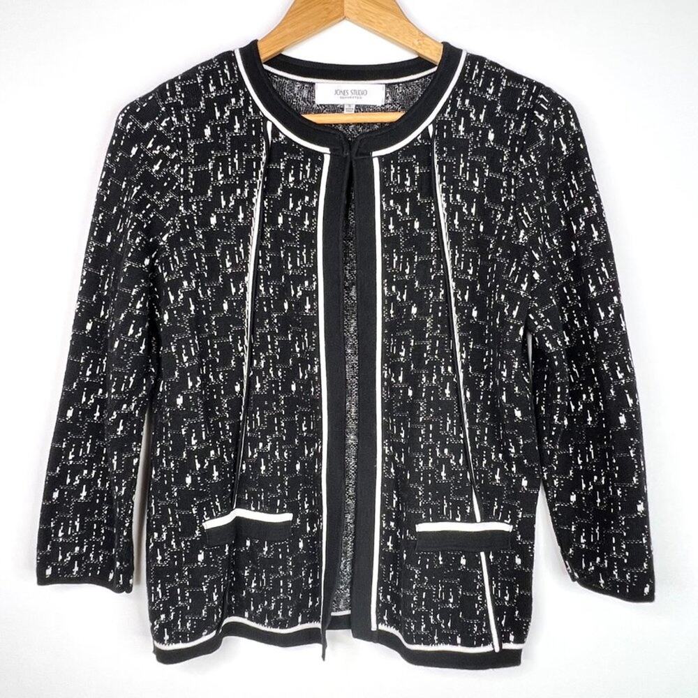 Jones Studio Separates Black & White Cardigan Small